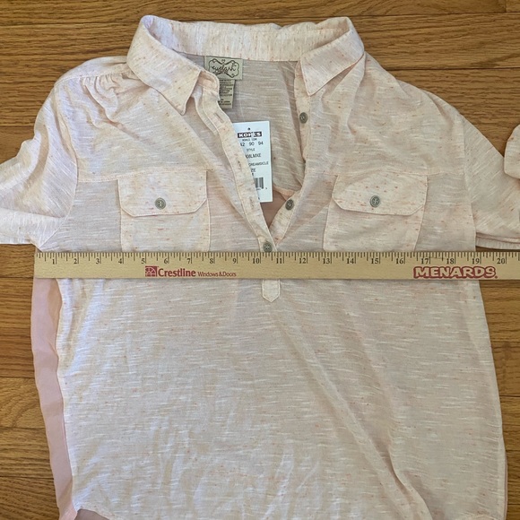 Eyelash Couture Half Button Shirt Women’s Medium Orange (Creamsicle)Sheer Back - Picture 7 of 8